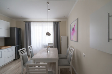 Obraz na płótnie Canvas Interior. Kitchen modern, white, gray, beige color