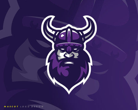 Viking logo design. Sport team mascot logotype illustration. Eps10 vector.