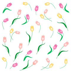 Background with spring multi-colored tulips.