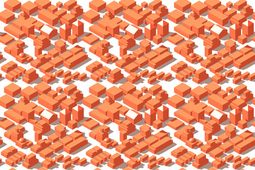 Isometric seamless pattern of abstract city view as sign of urbanization and development in the world. 3d illustration.