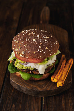 Delicious Vegan Burger Seeing From Above