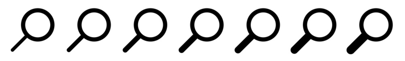 Magnifying Glass Icon Black | Magnifier Illustration | Zoom Symbol | Loupe Logo | View Search Magnify Sign | Isolated | Variations