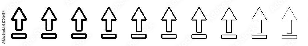Poster upload arrow icon black line | arrows up illustration | file data transfer symbol | web export logo 
