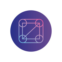 Isolated points inside circuit square gradient style icon vector design