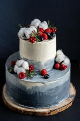 grey winter  wedding birthday cake 