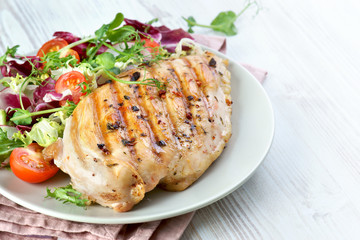 grilled chicken fillet with vegetable salad