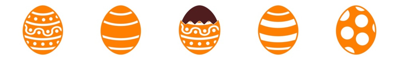 Easter Egg Chocolate Icon Orange | Painted Eggs Illustration | Happy Easter Hunt Symbol | Holiday Logo | April Spring Sign | Isolated | Variations