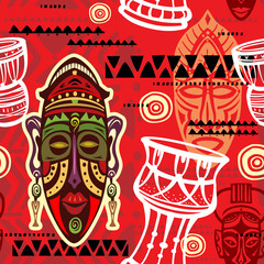 Seamless pattern with Ethnic background with African motifs