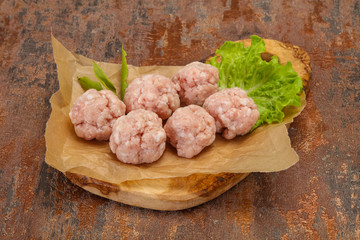 Homemade raw pork minced meatball for cooking