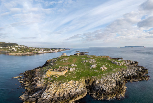 Aerial view. Ruins. Dalkey island. Dublin. Ireland.