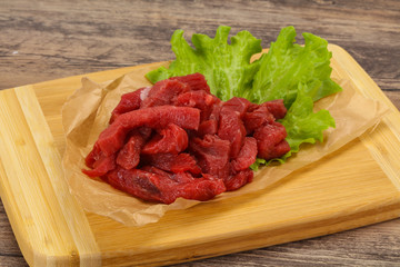 Raw beef meat sliced for cooking