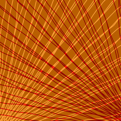 Rays of bronze light with mirrored red waves on mesh.