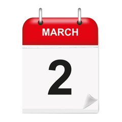 Daily calendar sheet in 3d, march day 2