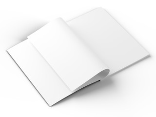Open magazine with a glued binding. Vertical A4 format. 3d illustration.