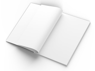 Open magazine with a glued binding. Vertical A4 format. 3d illustration.