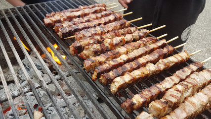 souvlaki or souvlakia greek traditional meat food preperation
