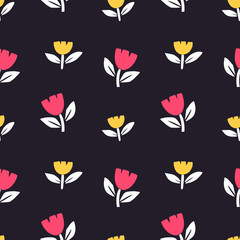 Elegant romantic colorful seamless floral pattern with wild colorful flowers. Hand drawn background. Ditsy print. Perfect for fabric, manufacturing, textile etc. Vector illustration