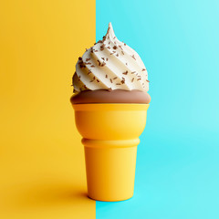 3D Rendering. Minimal icecream isolated in studio shot.