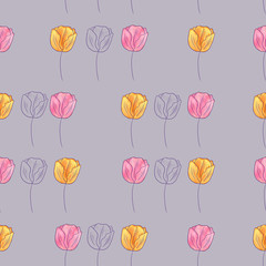 tulips texture on a gray background. Pattern, print