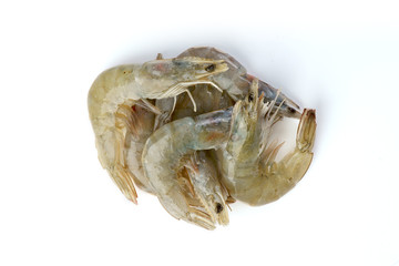 raw shrimp on a white background