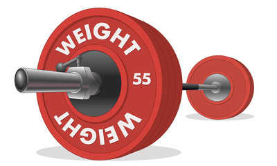 weightlifting barbell in perspective isolated on a white background