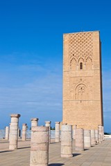 Hassan Tower with columns in Rabat, Morocco