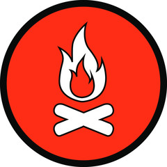 Vector illustration of an icon sign of a campfire symbol button