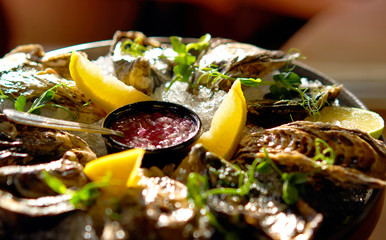 plate with oysters and lime
