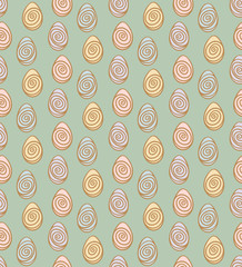 Seamless repeat vector pattern with hand-drawn eggs, in pastel colors