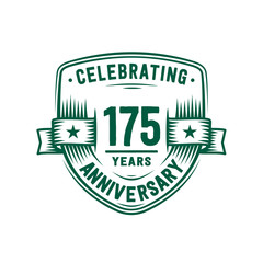 175 years anniversary celebration shield design template. 175th anniversary logo. Vector and illustration.