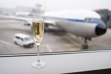 Champagne Glass Before Boarding Flight