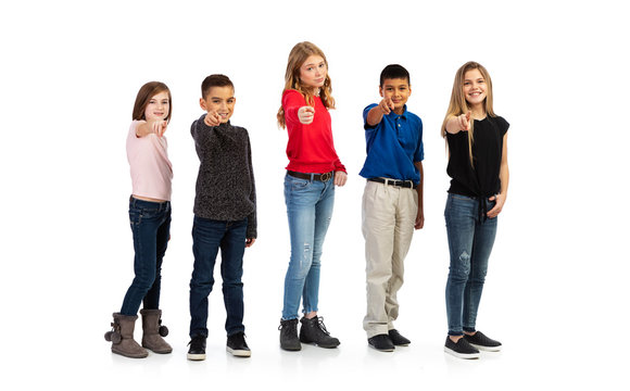 Kids: Group of Children Pointing At Camera