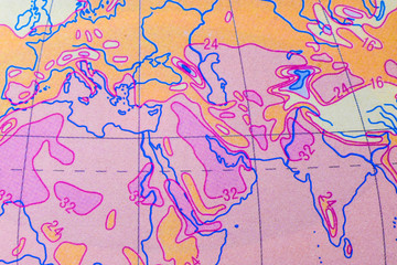 Close-up image of part of a climate map