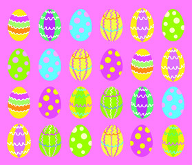 Happy easter greeting card with colored happy eggs 