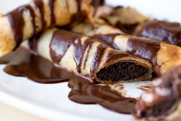 pancakes with poppy seeds and chocolate