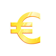 Golden euro EUR symbol on white background. Finance investment concept. Exchange European currency Money banking illustration. Business income earnings. Financial sign stock market