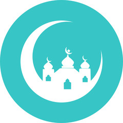 Mosque in green circle icon. Simple illustration mosque elements, editable icon, can be used in logo, UI and web design. Ramadan Kareem mosque Illustration.
