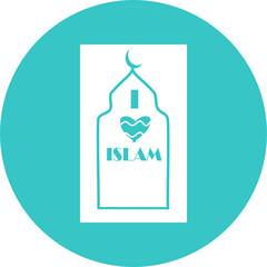 Muslim prayer rug in green circle icon. Mosque Flooring. Praying Mats. Middle Eastern. 