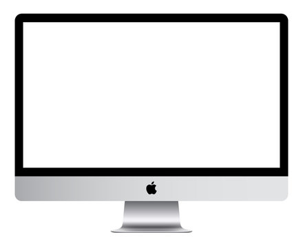 Monitor on a transparent background. Imac in a realistic style with the apple logo. A computer. Personal computer on a white background. Vector