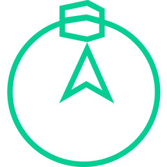 Qibla map pin . Muslim prayer direction. Kaaba direction. Mecca, Saudi Arabia. Islamic Qibla term used for the direction for offering a prayer, which is Kaaba in Mecca. Vector illustration. 