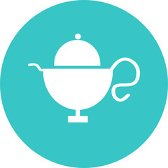 Traditional teapot on green circle icon. Ramadan Iftar party. Ramadan kareem in arabic freehand for Islam religious festival eid on  white background.