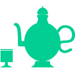 Traditional teapot icon. Ramadan Iftar party. Ramadan kareem in arabic freehand for Islam religious festival eid on  white background.