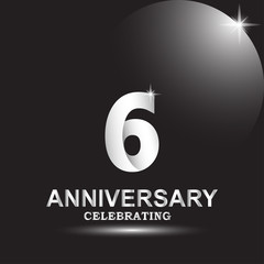 6 anniversary logo vector template. Design for banner, greeting cards or print