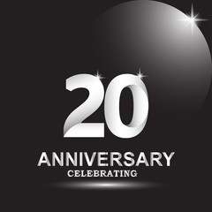 20 anniversary logo vector template. Design for banner, greeting cards or print