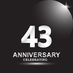 43 anniversary logo vector template. Design for banner, greeting cards or print