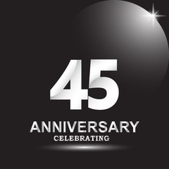 45 anniversary logo vector template. Design for banner, greeting cards or print