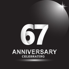 67 anniversary logo vector template. Design for banner, greeting cards or print