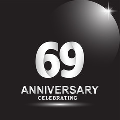 69 anniversary logo vector template. Design for banner, greeting cards or print