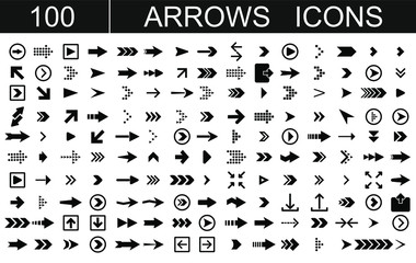 Arrows set of 100 black icons