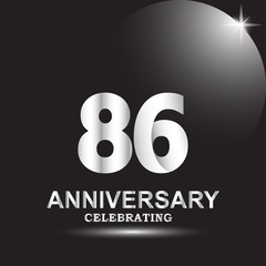 86 anniversary logo vector template. Design for banner, greeting cards or print